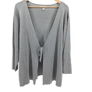 Coldwater Creek 3X Silver Metallic Silk Blend Cardigan Sweater Holiday Party NYE
